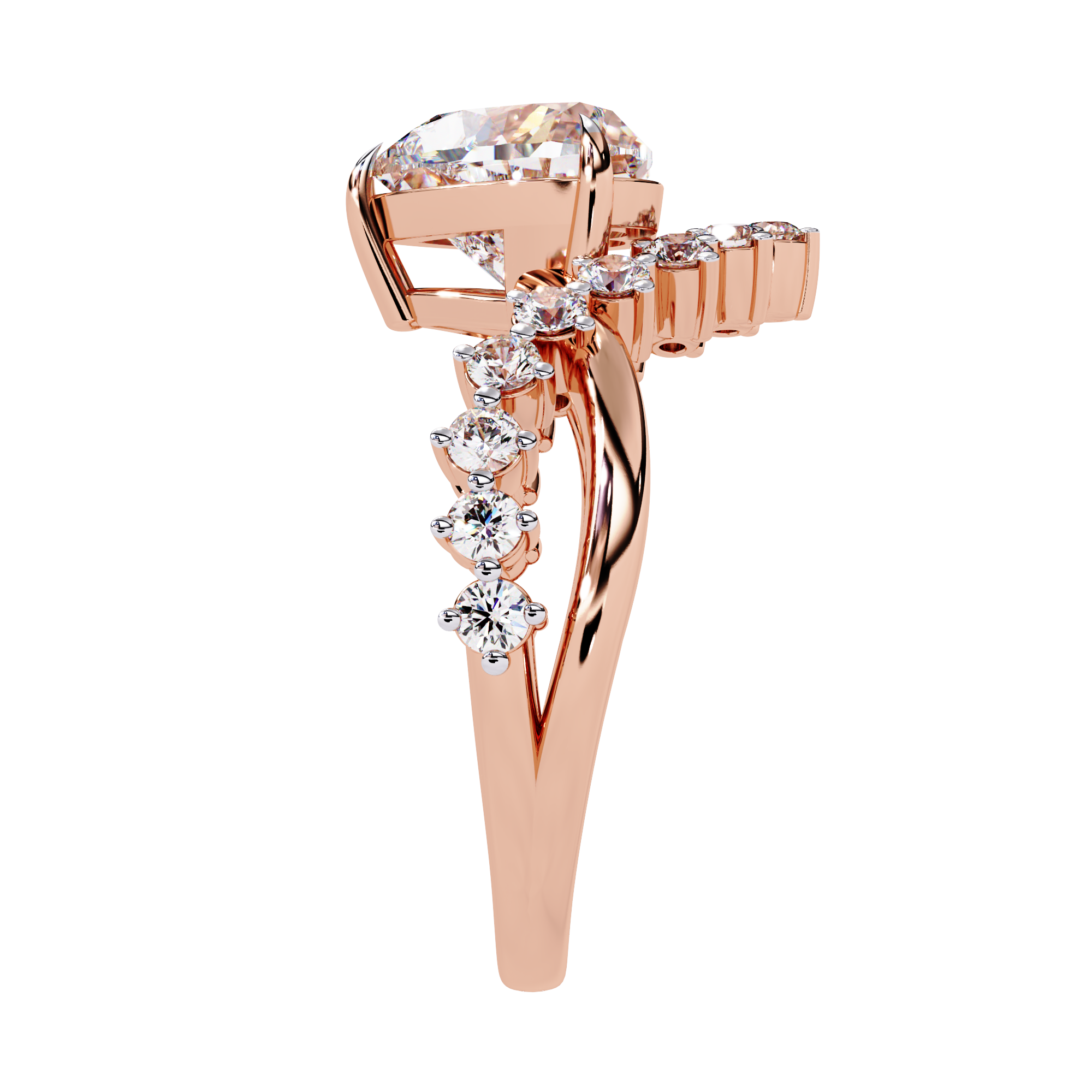 Solitairekart – 2.62ct Heart Crown Lab Grown Diamond Ring in 14K Yellow Gold